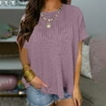 thumbnail image 6 of TKLPEHG Short Sleeve Shirts for Women Crew Neck Basic Short Sleeve Tshirt Casual Lightweight Loose Short Sleeve T Shirt Fashion Comfy Summer Clothes Solid Color Blouses (Purple,XXL), 6 of 7