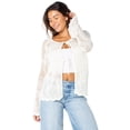 thumbnail image 5 of Celebrity Pink Women's Long Tie Front Crochet Cardigan, Sizes XS-XXXL, 5 of 7