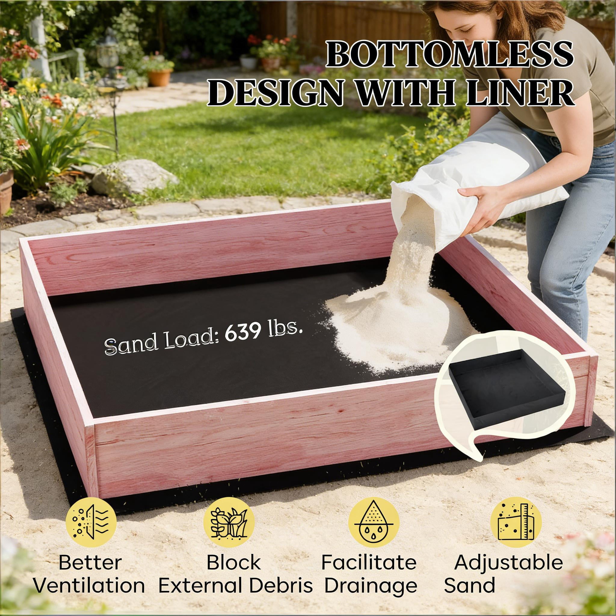 Outdoor Kids Wooden Sandbox