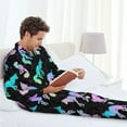 thumbnail image 4 of Mens Pajamas Set, Dazzling Color Fox Button Down Long Sleeve Loungewear Sleepwear Pjs sets for Men, 4 of 5