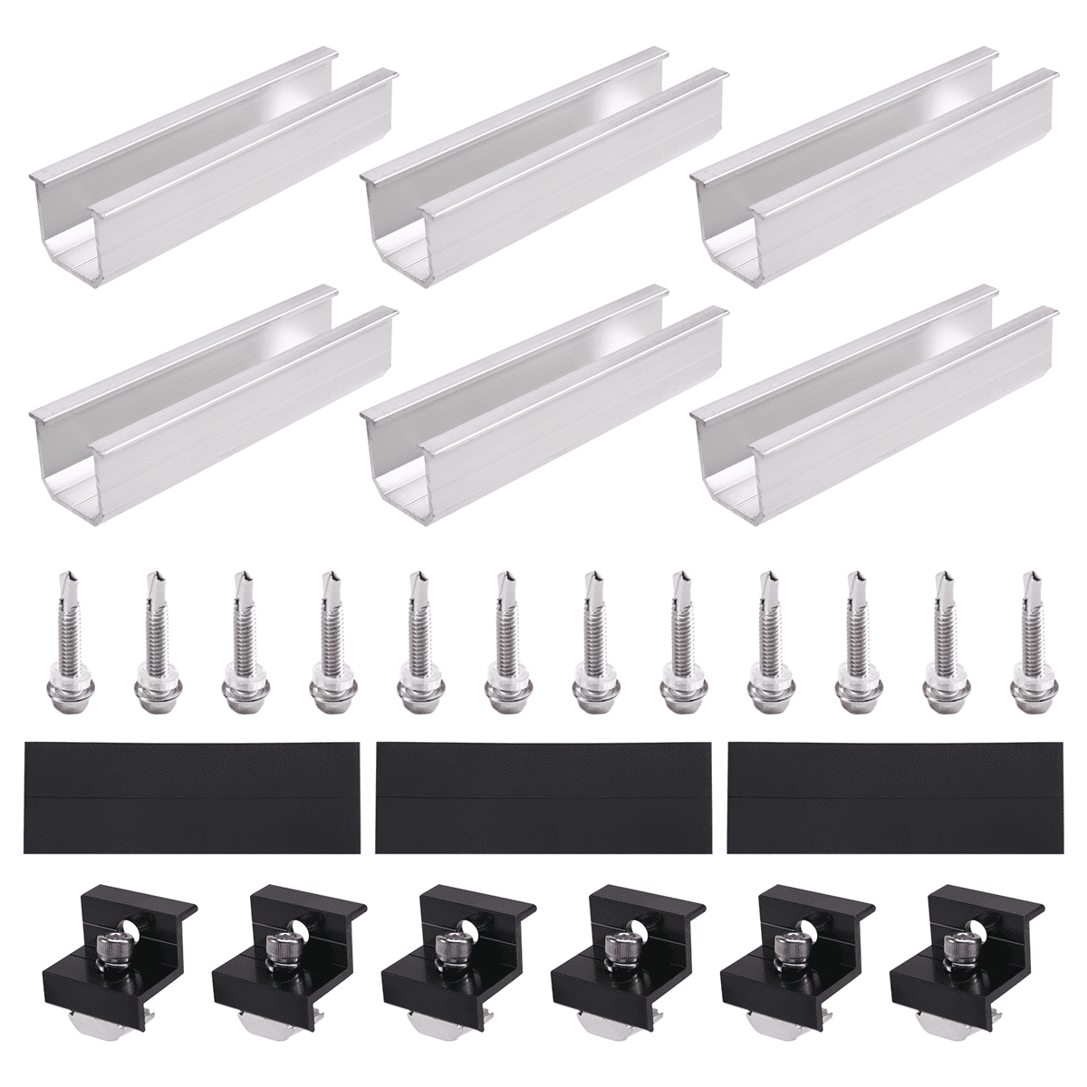 Soportes En Z Para Paneles Solares - 10 Piezas, Aluminio Anodizado Negro, Para Perfiles De 30 Mm
