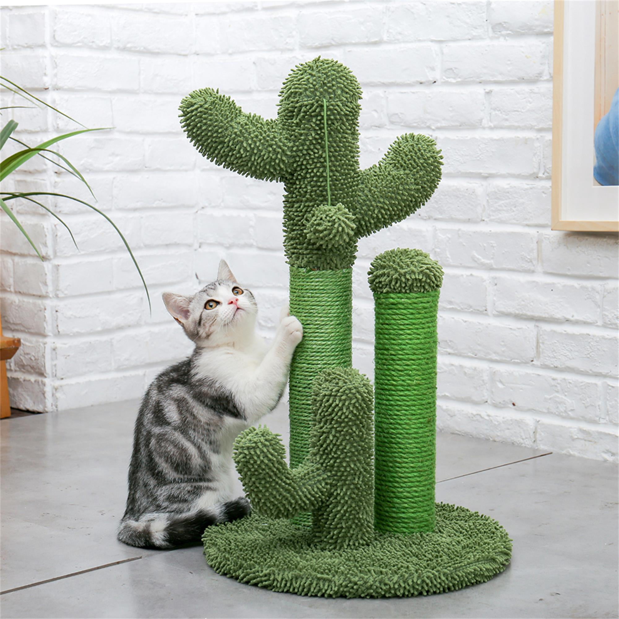 resenkos 23" Cat Scratching Post, Cactus Cat Scratcher Kitten Scratch Post for Indoor Cats, Claw Cat Tree with Dangling Ball for Kitties, Green M