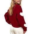 thumbnail image 5 of BLVB Toddler Girls Valentine's Day Heart Pattern Knit Sweater Outfit Cute Crewneck Long Sleeve Pullover 1-9 Years(Red,8-9Years), 5 of 7