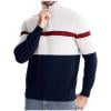 thumbnail image 3 of successthop Mens Quarter Zip Sweater Long Sleeve Sweater Chunky Warm Pullover Tops Ribbed Cuff Color Block Clothes White, 3 of 6