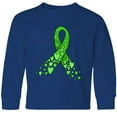 thumbnail image 3 of Inktastic Mental Health Awareness Ribbon with Green Hearts Long Sleeve Youth T-Shirt, 3 of 5