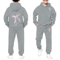 thumbnail image 4 of LRen Toddler Girl Sweatsuit Valentines Bowknot Print Crewneck Long Sleeve Warm Hoodie Pullover Tops Sweatsuit Pants Cute Valentines Day Gifts, 4 of 4