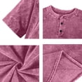 thumbnail image 6 of GrmtClth Distressed Henley Shirts for Men Retro Short Sleeve Cotton Shirts Casual Button Down Acid Wash Tee Shirts Heavyweight Pullover Pink XXXL, 6 of 8
