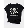 thumbnail image 2 of [1pc Octopus Graphic Print T-Shirt] 1pc Women'S Casual Octopus Graphic Print T-Shirt, Round Neck Short Sleeve Polyester Knit Tee, Breathable 180g/m² Fabric, Spring/Summer/Autumn Fashion Top, 2 of 7