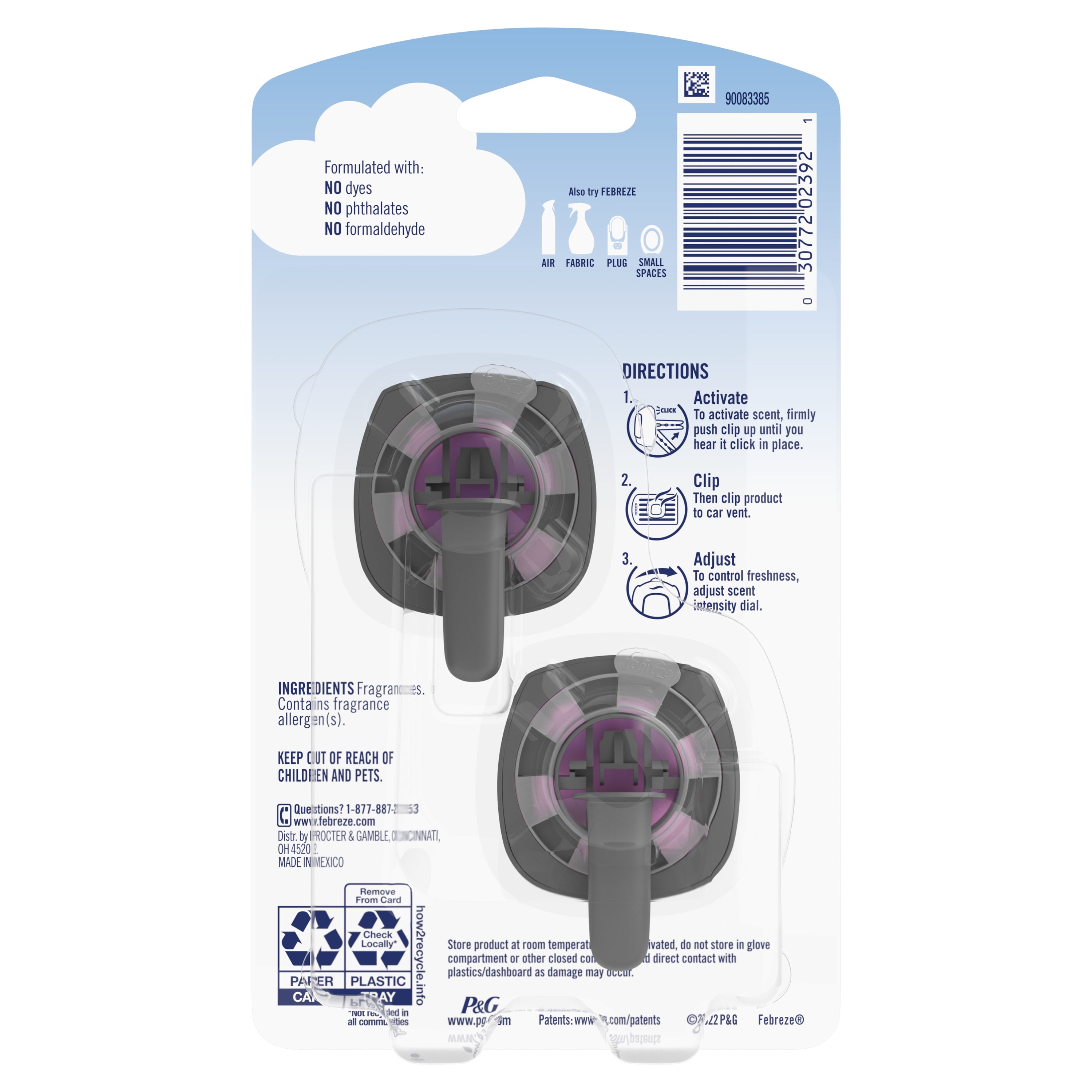 Febreze Car Clip on Vanilla Blossom Air Freshener » 3 for £7