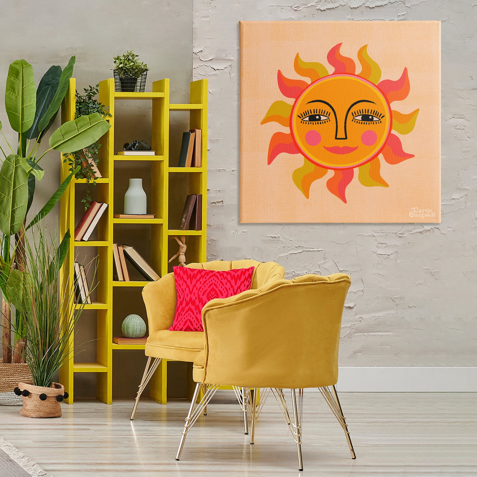 Stupell Industries Retro Boho Sun Landscape & Nature Painting Wrapped Canvas Art Print Wall Art, 36 x 36