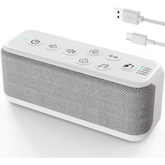 White Noise Machine for Office Privacy & Noise Canceling, USB Rechargeable Sound Machine for Sleeping Adults, 42 Soothing Sounds, Lullabies, Fan Sounds, Auto-Off Timer – Ideal for Sleep & Focus