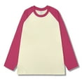 thumbnail image 2 of UVEASISHA Cotton Tshirt for Men Unisex Color Block Long Sleeve Pajama T Shirt Raglan Lounge Tee Tops Hot Pink XXXL, 2 of 6