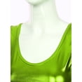thumbnail image 4 of YONGHS Women Alien Costume Metallic Crop Tank Top Pleated Skirt with Headband Halloween Cosplay Outfit Fluorescent Green XL, 4 of 6