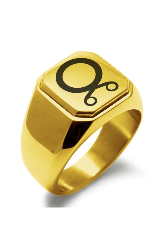 Stainless Steel Troll Cross Viking Norse Engraved Square Flat Top Biker Style Polished Signet Ring