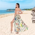 thumbnail image 6 of FORMRS Womens Long Sarong Beach Wrap Semi-Sheer Bikini Skirt Bathing Swimsuit Cover Up, Beige Cartoon Animals, 6 of 7