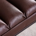 thumbnail image 5 of Upholstered Tufted Long Bench, Bedroom End of Bed Bench, PU Rectangular Bench with Metal Legs, Indoor Ottoman Entryway Shoe Bench for Living Room Hallway, Dark Brown, 5 of 7
