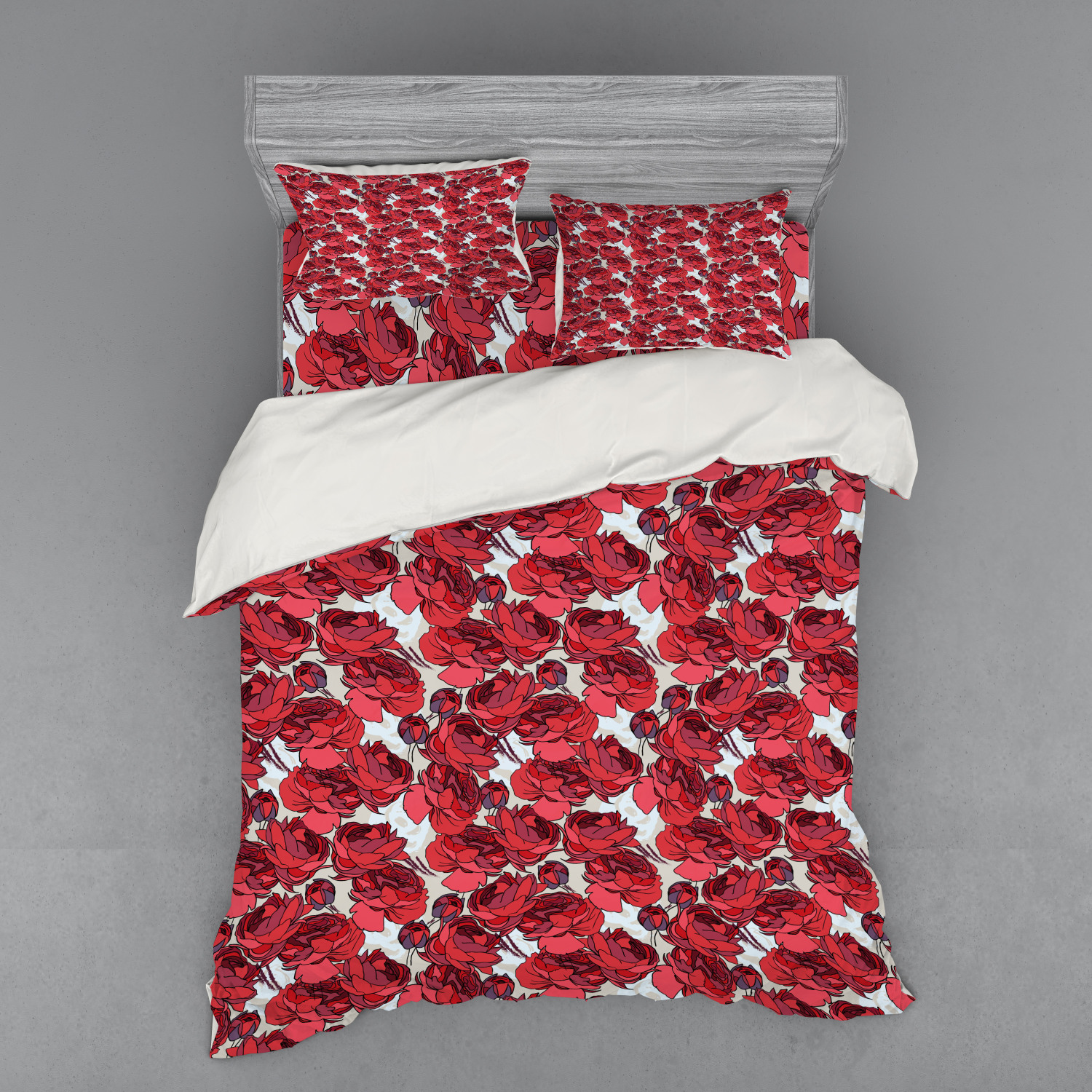 Floral Duvet Cover Set, Vibrant Graphic Design Roses ...