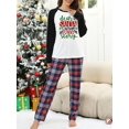 thumbnail image 5 of Conjunto de pijama de 2 piezas con estampado navideño para mujer, blusa de manga larga raglán + pantalones a cuadros, ropa de dormir, ropa de estar por casa, nueva moda 2023, 5 of 5