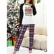 thumbnail image 5 of Conjunto de pijama de 2 piezas con estampado navideño para mujer, blusa de manga larga raglán + pantalones a cuadros, ropa de dormir, ropa de estar por casa, nueva moda 2023, 5 of 5
