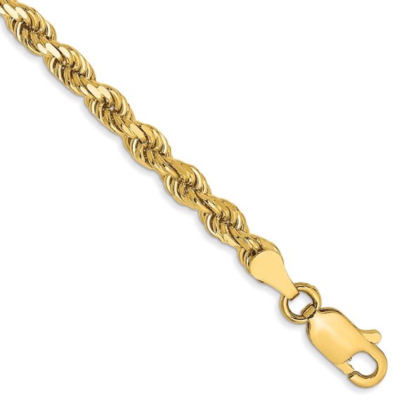 Auriga Fine Jewelry 14K Yellow Gold 3.5mm Diamond-cut Rope with Lobster Clasp Chain Anklet 9 inch for Women