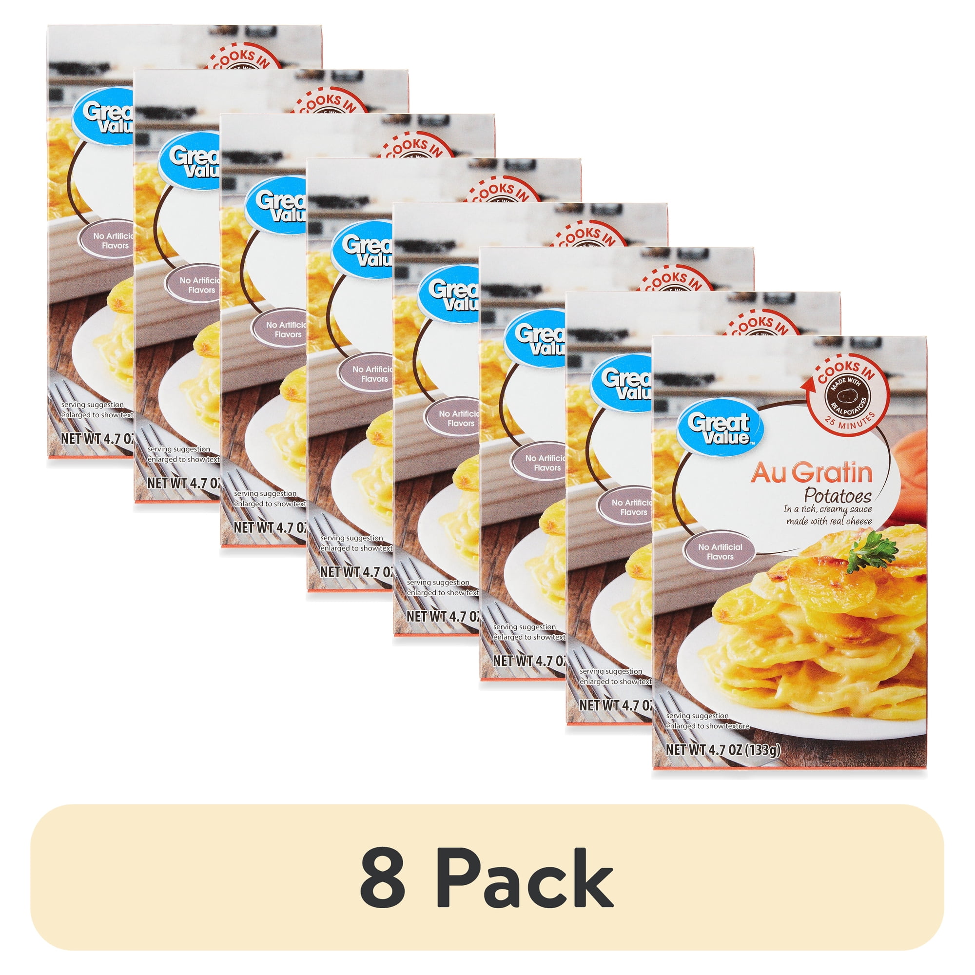(8 pack) Great Value Au Gratin Potatoes, 4.7 oz Box, 1 Count