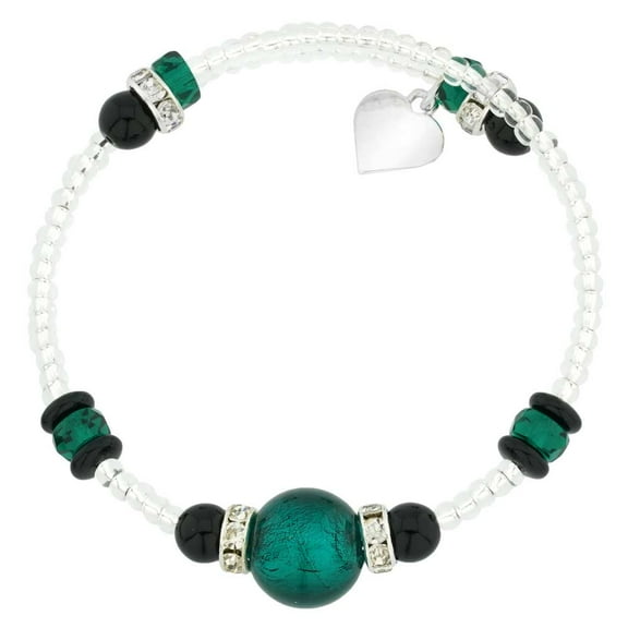 GlassOfVenice Carino Murano Glass Bracelet - Silver Aqua