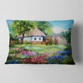 thumbnail image 2 of Designart House in the Village Oil Painting - Landscape Printed Throw Pillow - 12x20, 2 of 5
