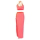 thumbnail image 1 of VISgogo Traje casual para mujer, sin mangas, sin espalda, con cuello halter y falda larga dividida de cintura alta VISgogo  moda, 1 of 6