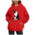 thumbnail image 4 of LUCKILY DOG Women's Long Sleeve Hoodie With Double Cat Print Pullover Sweatshirt, 4 of 6