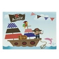 thumbnail image 1 of Ahoy Its a Boy Cutting Board, Pirate Treasure Chest Ship on Ocean Background Illustration, Decorative Tempered Glass Cutting and Serving Board, Large Size, Multicolor, by Ambesonne, 1 of 1