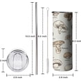 thumbnail image 3 of Vaso delgado con estampado de hongos, tapa y pajita - Vaso de viaje aislado de acero inoxidable de 20 oz - Taza de café de doble pared - Regalos de cumpleaños para mamá, hermana, amigas y mujeres, 3 of 6