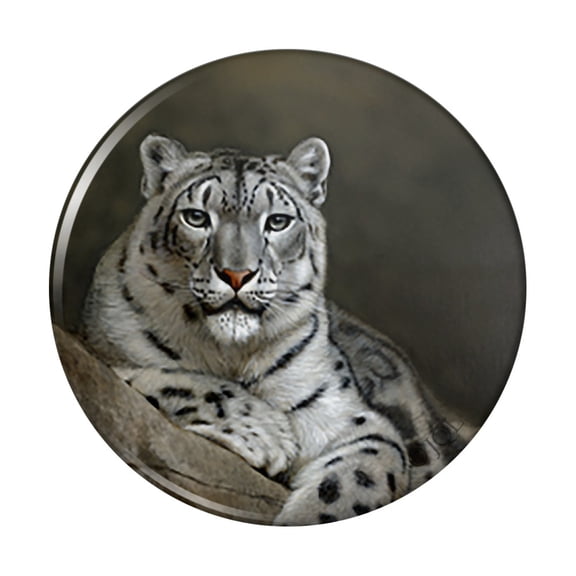 Snow Leopard on Ledge Kitchen Refrigerator Locker Button Magnet