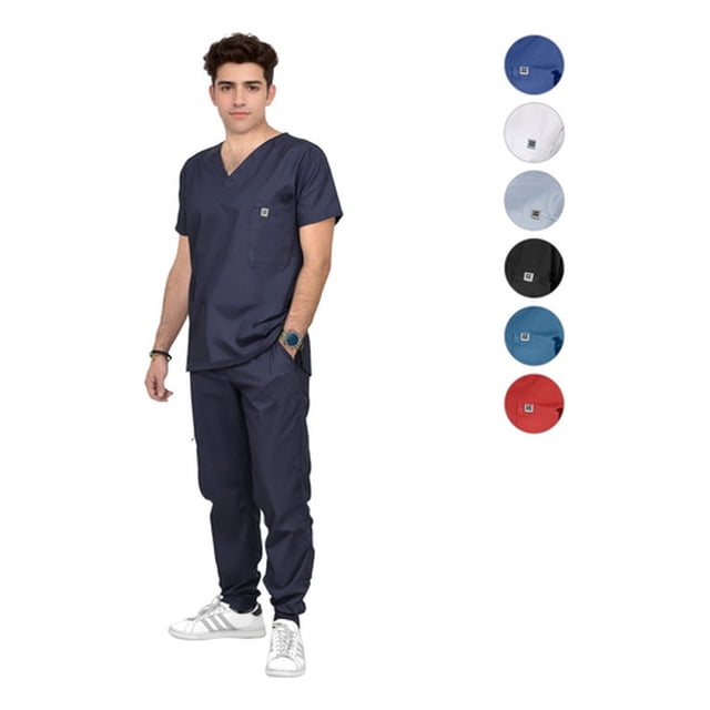 Pijama Quirurjica Uniforme Medico Jogger Hombre Algodon Azul Oscuro