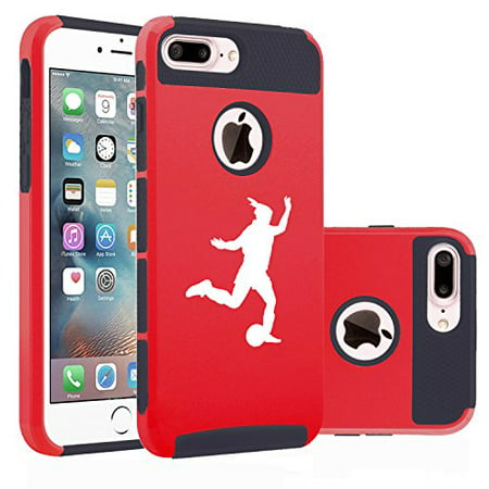 For Apple (iPhone 8 Plus) Shockproof Impact Hard Soft Case Cover Female Soccer Player