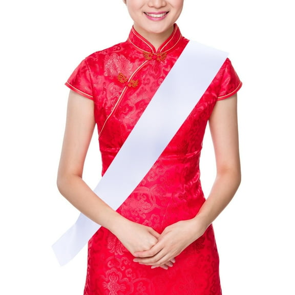 HEALEEP 6Pcs Plain Sash for Sash in White Satin for Events