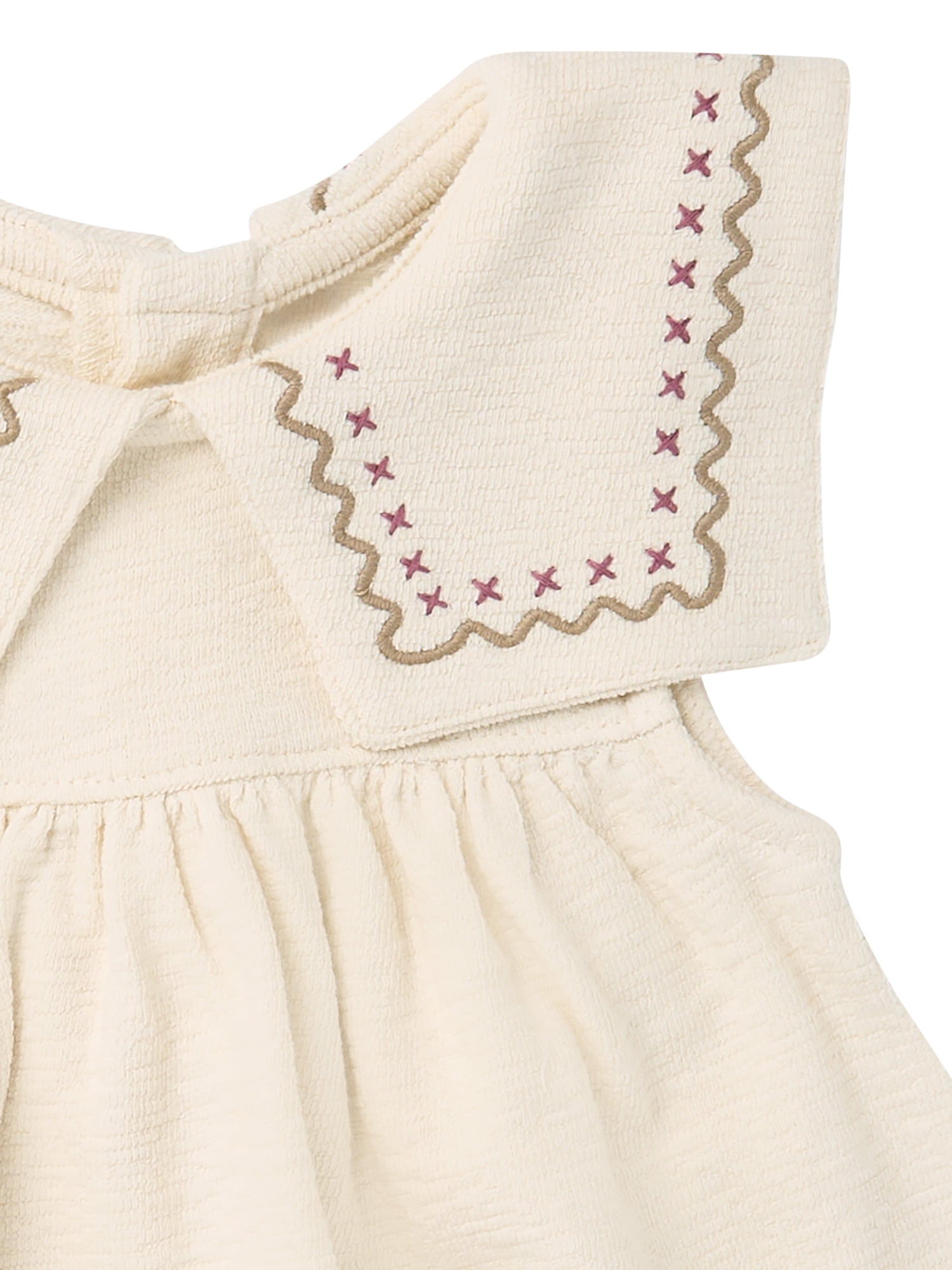 Modern Moments by Gerber Baby Girl Novelty Embroidered Collar Dress and Diaper Cover, 2-Piece, Sizes 0/3 Months - 24 Months