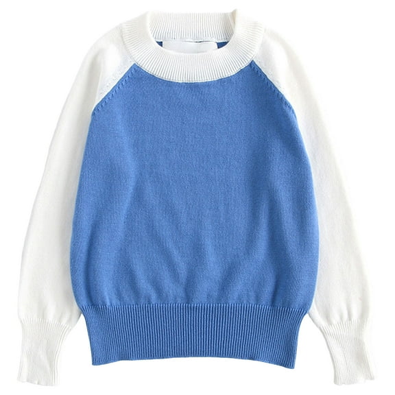 Gubotare Sweater for Toddler Boys Boys Crewneck Pullover Sweater Kids Waffle Textured Raglan Sleeve Knitted Sweaters 2T 3T (Blue,2-3 Years)