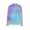 thumbnail image 4 of UTSJKR Christmas Sweatshirts for Women, Faux Fur Trim Casual Loose Long Sleeve Pullover Crewneck Long Sleeve Gradient Pullover Light Blue XL, 4 of 5