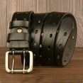 thumbnail image 4 of Cinturón de cuero Toystoory para hombre hebilla doble informal de lujo Metal Retro Negro 120cm, 4 of 6