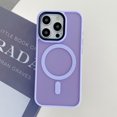 thumbnail image 1 of Luxury Matte Translucent Bumper Phone Cases For iPhone 16 14 13 12 11 15 Pro Max Plus For Magsafe Wireless Charge Magnetic Cover Light Purple For iPhone 12ProMax, 1 of 5