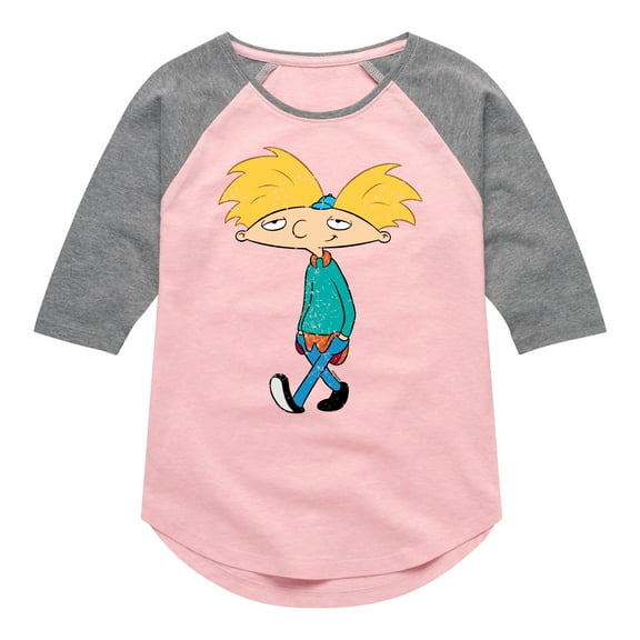 Hey Arnold! - Distressed Arnold - Toddler And Youth Girls Raglan Graphic T-Shirt