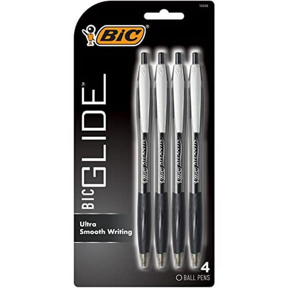 BIC Atlantis Original Retractable Ball Pen, Medium Point (1.0mm), Black, 4-Count