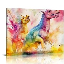 Nawypu Cute Dinosaur and Animal Wall Art for Kids' Rooms - Vibrant Nursery Decor and Unique Canvas Art Gifts Featuring Cute and Colorful Animals