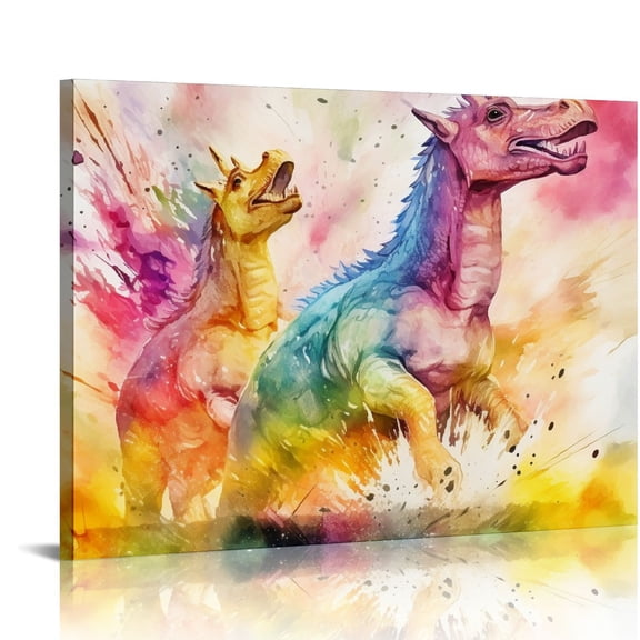 Nawypu Cute Dinosaur and Animal Wall Art for Kids' Rooms - Vibrant Nursery Decor and Unique Canvas Art Gifts Featuring Cute and Colorful Animals