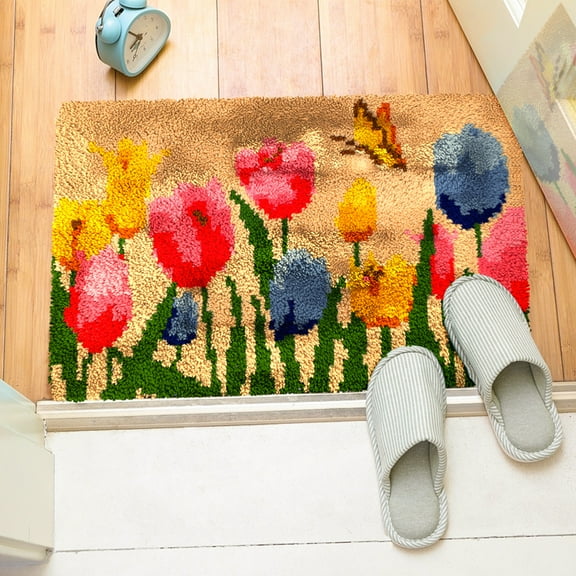 ShowNiceArt Pretty Flower | Latch Hook Rug Kit for Adults，Crocheting Carpet Rug Yarn Sofa Cushion Mat Tapestry 50×38cm/20*15in
