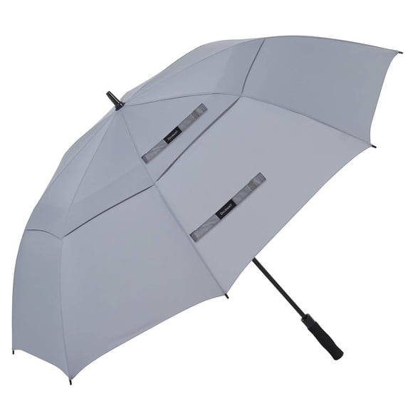 Doubwell Golf Umbrella Large Size 68 Inches Air Vent Double Canopy Windproof Automatic Straight Rain Umbrellas (Grey)