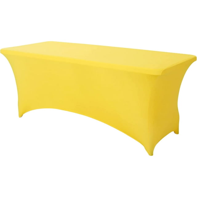 GHSDFBB 1 Pack 6 Ft Yellow Table Cover Fitted Rectangular Tablecloth Stretchable Fabric Lycra Table Cloth 6 ft Wrinkle-Free for Party Tradeshows Banquet Weddings Cocktail