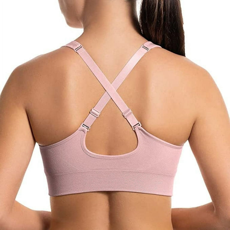 Puma Women's Sports Bra 2 Pack Seamless Removable Cups Size: XL, Color:  White/Dark Pink 