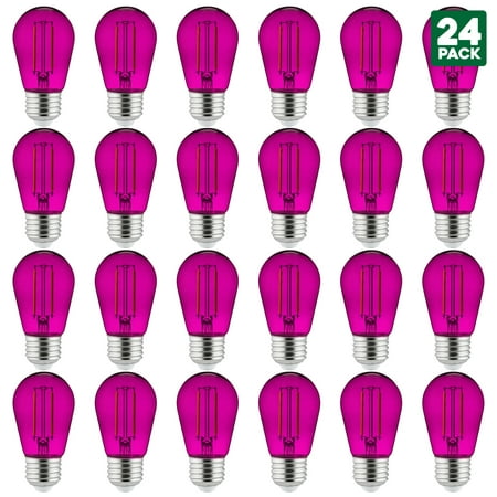 

24-Pack of Sunlite LED Transparent Purple Colored Medium Base (E26) Bulb - Parties Decorative and Holiday 15 000 Hours Average Life
