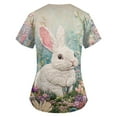 thumbnail image 3 of LISTHA Easter Scrub Tops Womens V Neck Bunny Short Sleeve Workwear Easter Eggs Print Casual Working Uniform with Pockets Green S, 3 of 5